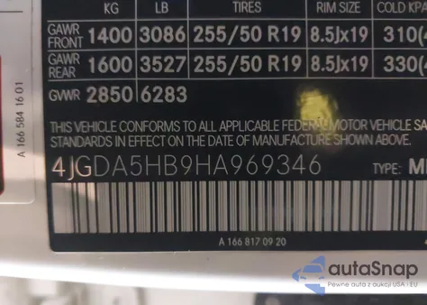 2017 Mercedes-Benz Gle 350 4Matic z USA, uszkodzony, nr VIN 4JGDA5HB9HA969346